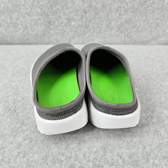 OOFOS OOcoozie Mens Size 12.5 Sport Mule Gray White Slip On Shoes Mesh Comfort